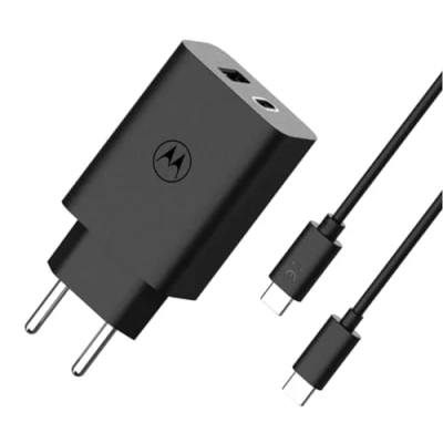 Afbeelding van motorola Turbo oplader, 50 W, duo USB C + A met kabel, zwart