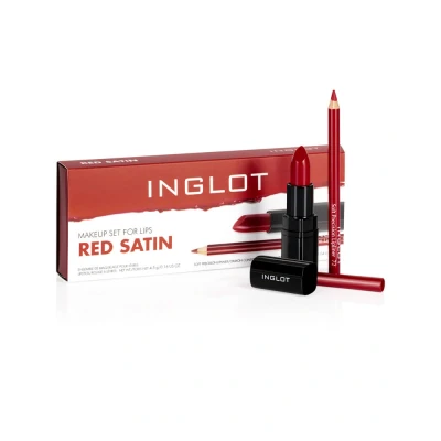 Afbeelding van INGLOT Red Satin Make up set for Lips cadeauset