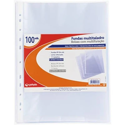 Afbeelding van Grafoplas 5576700 hoesjes voor meerboren, A4, polypropyleen, transparant, oranje, 100 stuks