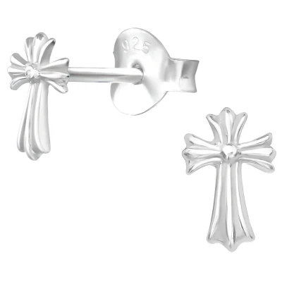 Afbeelding van JoyS Zilveren petit kruisje oorbellen 4 x 6 mm oorknopjes