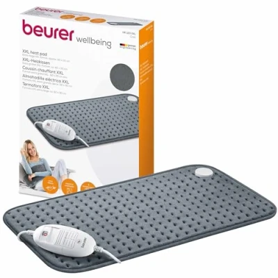 Afbeelding van Beurer HK 123 Elektrisch Warmtekussen XXL Heating pad 60 x 30 cm 3 Warmtestanden Max 65C Snelle opwarming Automatische uitschakeling Fleece Machinewasbaar Jaar garantie Grijs