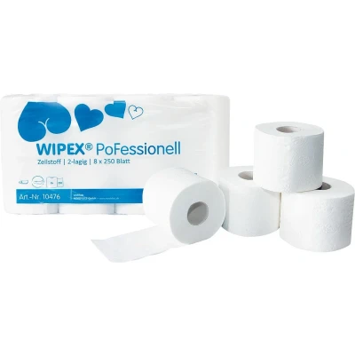 Afbeelding van WIPEX toiletpapier PoFessional, 250 vellen per rol, 2 of 3 laags, 64 72 rollen