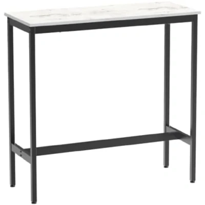 Afbeelding van VASAGLE Bar, keuken, pub eetkamertafel, stevig stalen frame, 40 x 100 90 cm, eenvoudige montage, industrieel ontwerp, rustiek wit en inktzwart LBT010B73, 100L cm