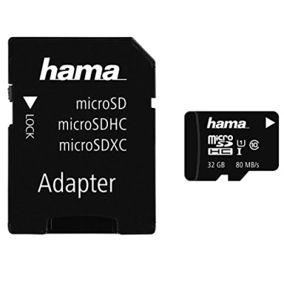 Afbeelding van Hama microSDHC 32GB Class 10 UHS I 80MB/s kaart incl. SD adapter