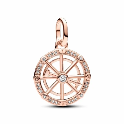 Afbeelding van PANDORA ME Glücksrad Medaillon Charm aus Sterling Silber mit 14 Karat vergoldeter Metalllegierung, Zirkonia, Kompatibel und Moments Armbändern, 783063C01