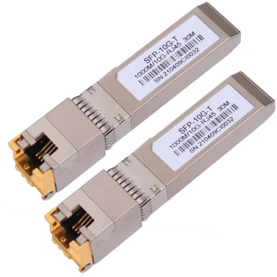 Afbeelding van 2 stuks 1.25/2.5/5/10G SFP+ RJ45 kopermodule tot 30 m met CAT.6a/7 compatibiliteit voor Cisco, Ubiquiti, Netgear, D Link, Supermicro, TP Linkk, microtiek, Unifi en meer, SFP 10GBase T transceiver