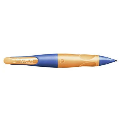 Afbeelding van Ergonomisch drukbestendig vulpotlood voor linkshandigen STABILO EASYergo 1.4 in blauw/neon oranje 1 stuks inclusief 3 dunne potloodvullingen Hardheid HB