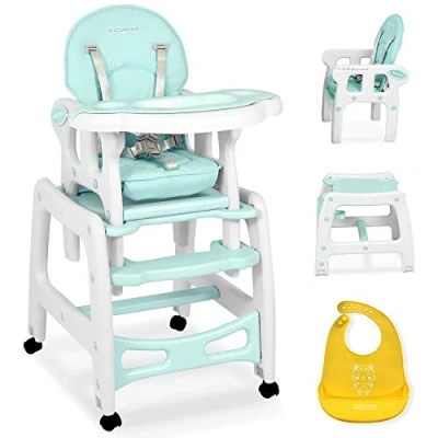 Afbeelding van Multifunctionele kinderstoel 5 in 1 wit turquoise