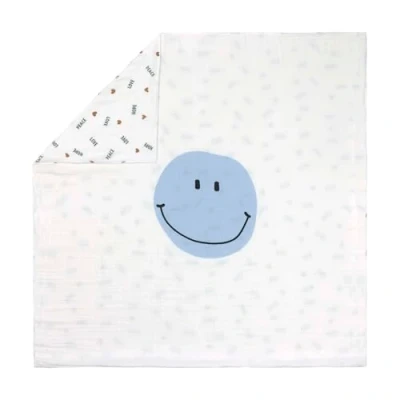 Afbeelding van LÄSSIG Babydeken, wikkeldeken, knuffeldeken, knuffelzacht, ademend, Heavenly Soft Blanket Happy Rascals Smile
