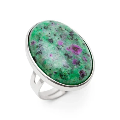 Afbeelding van Zentana Zoisiet Robijn Ring Cabochon Edelsteen Positiviteit Ringen met Sieraden voor Vrouwen &amp; Dames