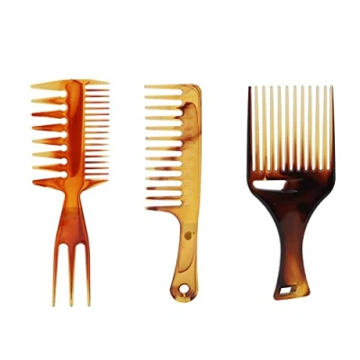 Afbeelding van 3st Professionele Styling Kam Set, Haar Pick Afro Steil Plastic Kappers Tool voor Natuurlijk Krullend Stijl