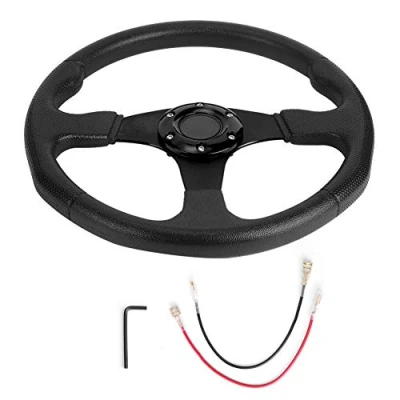Afbeelding van 350 mm/14 inch racestuur, universele autosportstuur Diepe schotel met 6 bouten Gewijzigd accessoire(Zwart)