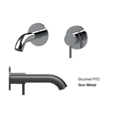 Afbeelding van SB Round inbouw wastafelmengkraan gun metal PVD 102mm