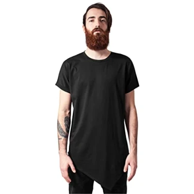 Afbeelding van Urban Classics Asymetric LONG TEE Tshirt print, Heren, Maat: Large, Black