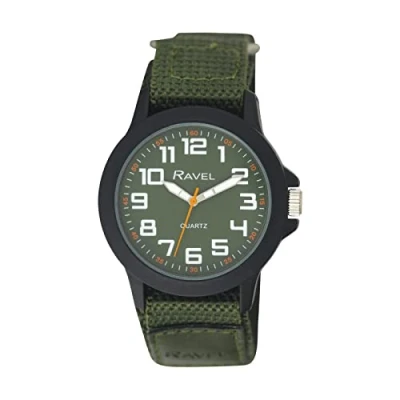Afbeelding van Ravel Moderne werkkleding herenhorloge met Easy Fasten Strap Analoog Quartz R1601.65, Groen/zwart, riem