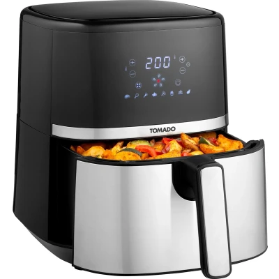 Afbeelding van Tomado TAF5401S Airfryer 5,4 liter inhoud Heteluchtfriteuse Digitaal display 800 gram friet Zwart/RVS