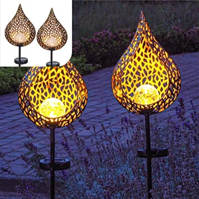 Afbeelding van Gadgy Solar Druppel met Grondspies Tuinverlichting Set van 2 90 cm Sensor Tuinfakkel Tuinsteker