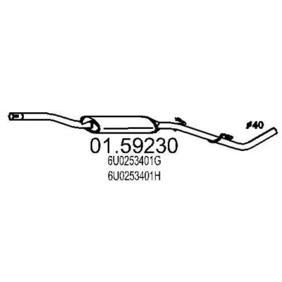 Afbeelding van MTS 01.59230 Middendemper 1510mm