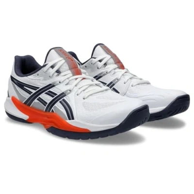 Afbeelding van Asics Powerbreak Handbalschoenen, Heren, Maat: 46, White/nova orange Textiel/ synthetisch