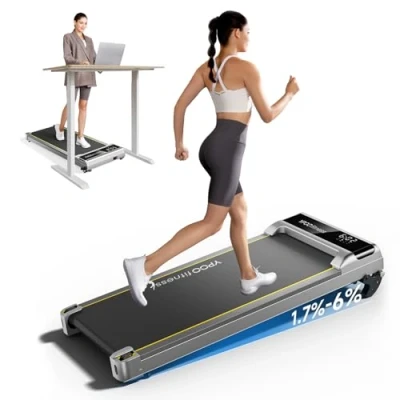 Afbeelding van YPOO Loopband Thuisgebruik met 6% Helling, 1 6km/u Walking Pad Stille Treadmill, Elektrische 140kg, Laufband für Zuhause, Onder het Bureau, Afstandsbediening/Led display/APP