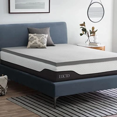 Afbeelding van LUCID 5 cm bamboe houtskool traagschuim matrastopper actieve kool ademende matrastopper, Europese kingsize (160 x 200 cm)