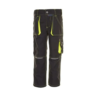 Afbeelding van Planam Junior kinderbroek antraciet geel model 6110 maat 146/152