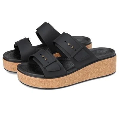 Afbeelding van Crocs Brooklyn sandaal met gesp voor dames, Zwart, 33/34 EU