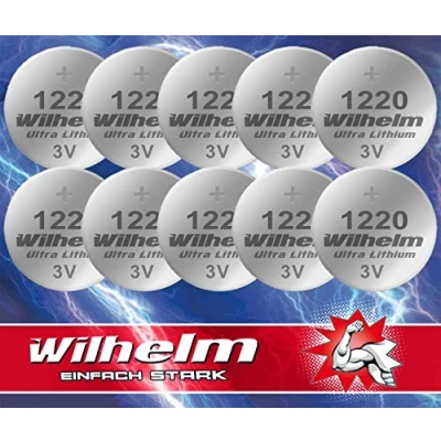 Afbeelding van 10 x CR1220 CR 1220 WILHELM Lithium knoopcel 3V 40mAh ø12x2.0mm Batterij DL1220