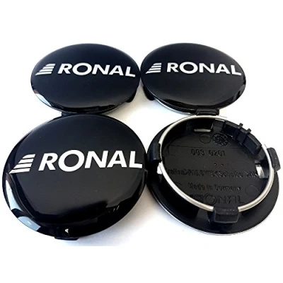 Afbeelding van 4x Original Ronal 64 mm Hub Cover Cap Black High Gloss Centre Wheel