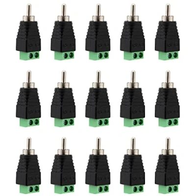 Afbeelding van Greluma 15 St RCA stekkers voor luidsprekerkabel, naar AV schroefaansluiting, Phono stekker, soldeerloos type