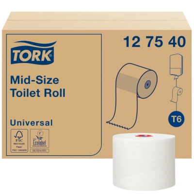 Afbeelding van Tork Mid size Toiletpapier 1 laags Wit T6 Universal 127540