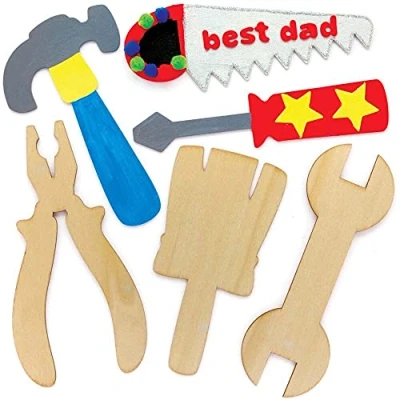 Afbeelding van Baker Ross FE551 Gereedschap Houten Knutsel Decoraties Pak van 10, Versier je Eigen Vormen, Maak voor Kinderen