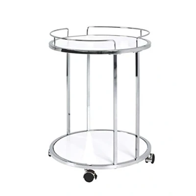 Afbeelding van HAKU Möbel salontafel op wielen, MDF, chroomwit, Ø 45 x H 60 cm