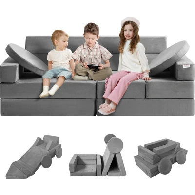 Afbeelding van VEVOR speelbank, 15 in 1 kinderbank van schuim, matras, multifunctionele speeltafel, puzzelbank, kinderstoel, opvouwbaar, pedagogisch speelgoed, knuffelhoek