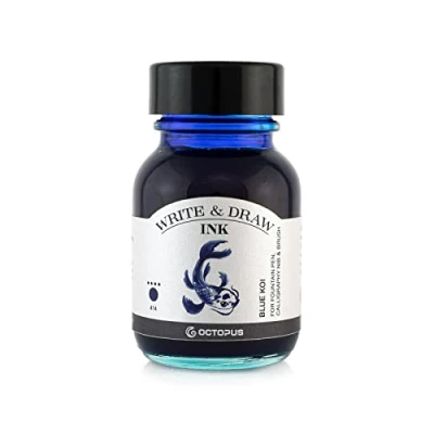 Afbeelding van Octopus Write and Draw Ink 414 Blue Koi, watervaste inkt voor schrijven en tekenen, kalligrafie inkt, lichtechte tekeninkt vulpen, glaspen, penseel, 50 ml