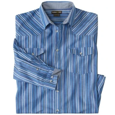 Afbeelding van ATLAS FOR MEN Herenhemd met lange mouwen, verkrijgbaar in grote maten van M tot 5XL, Blauw strepen, L