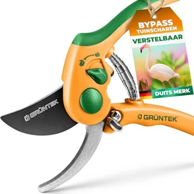 Afbeelding van Snoeischaar Flamingo met variabele openingsbreedte, comfortabele plantenschaar, bloemenschaar voor kleine en grote handen