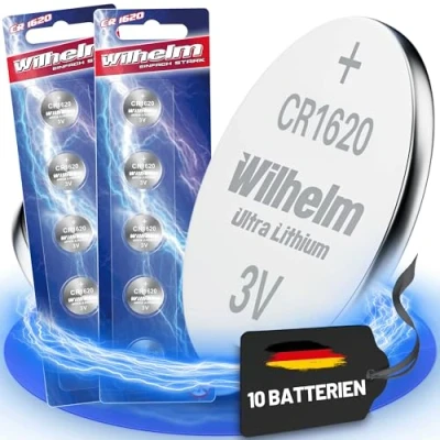 Afbeelding van 10x CR1620 WILHELM lithium knoopcel 3V 70mAh ø16x2,0mm batterij DL1620, 6620