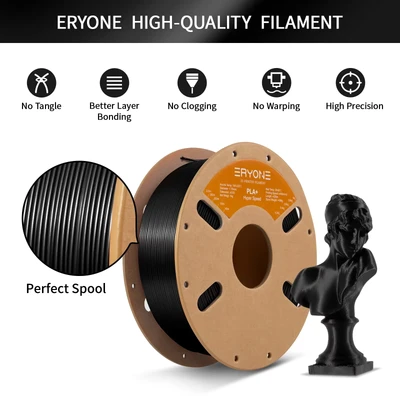 Afbeelding van ERYONE High Speed Filament PLA+ 1.75mm +/ 0.03mm, 3D Printing PLA Pro Fit Most FDM Printer, 1kg (2.2LBS) / Spool, Green