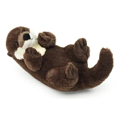 Afbeelding van Uni Toys Eco Line Otter rugwimmer, 100% van gerecycled materiaal, 26 cm (lengte), pluche otter, knuffeldier