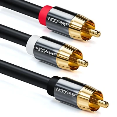 Afbeelding van deleyCON 2m Subwooferkabel Cinch RCA Y Kabel Digitale Coaxkabel Vergulde Stekkercontacten Audiokabel Stekker naar 2x Stekkers