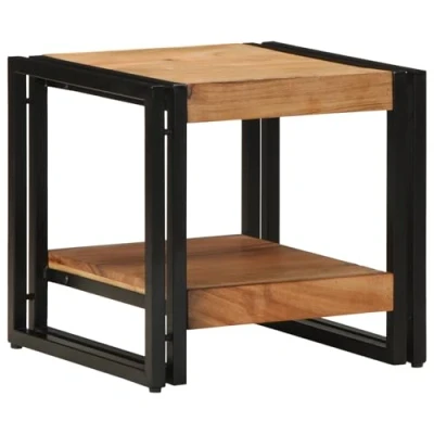 Afbeelding van vidaXL Salontafel Bruin, Zwart Massief acaciahout, ijzer 40 x 38 cm