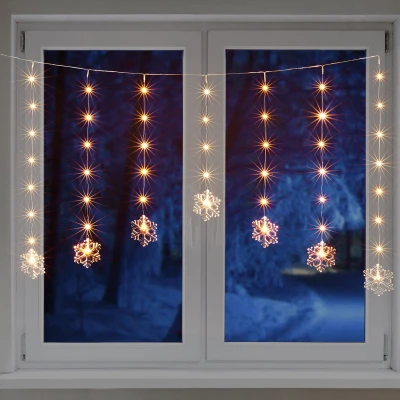 Afbeelding van Premium LED Lichtgordijn Sneeuwvlokken 47 Lampjes