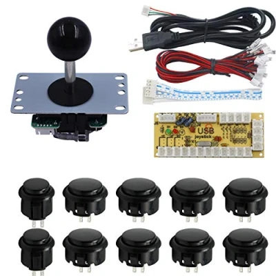 Afbeelding van SJ@JX Arcade Game Controller Button Microswitch 8 Way Joystick Zero Delay USB Encoder Cable Stick DIY Kit for PC MAME Retropie Raspberry Pi