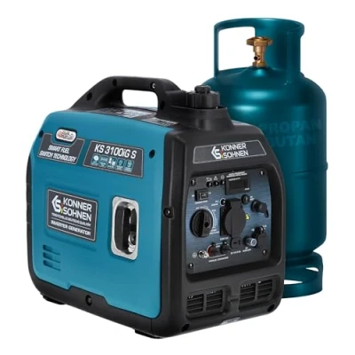 Afbeelding van Könner &amp; Söhnen KS 3100iG S LPG/benzine inverter generator van Söhnen. Noodstroomaggregaat 3100 W, veiligheidsstopcontact 230 V, 2 USB poorten, LED display, ECO modus, koperen wikkelingen,