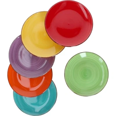 Afbeelding van MamboCat Taartborden, 6 delige set, rond, dessertborden, effen, kleurrijk, kleine ontbijtborden, magnetron en vaatwasmachinebestendig, eetborden, aardewerk, serveerborden, stuks