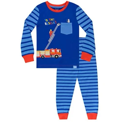 Afbeelding van Harry Bear Jongens Pyjamas Nauwsluitend Fit Brandweerman Blauw 92