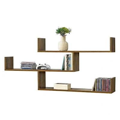 Afbeelding van Wandrek Grimstad met 3 planken 119x18x55 cm houtkleurig donker