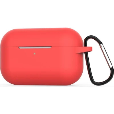 Afbeelding van AirPods Pro / 2 siliconen hoesje met karabiner haak Rood