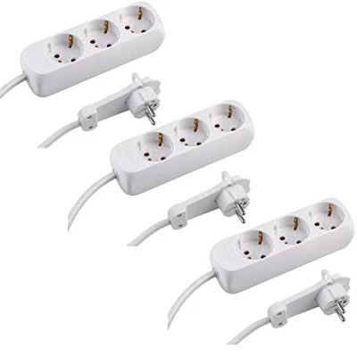 Afbeelding van Meister stekkerdoos 3 voudig set van extra platte stekker 1,4 m kabel wit IP20 binnenruimte/meervoudige met stekker/tafelcontactdoos/stekkerdoos / 74301803 stuks